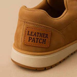 Custom Embossed Stitched Leather Patch Rectangular PU Genuine Leather <b>Label</b> for <b>Shoes</b> Sneakers Bags Sew On Embossed Garment Bag - Product Image 1