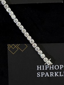 Classic Iced Out 925 <b>Sterling</b> <b>Silver</b> Round Diamond Tennis <b>Bracelet</b> Hip Hop Bling Jewelry <b>For</b> <b>Men</b> Women Sparkles Wholesale Charms - Product Image 6
