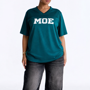 Camiseta Deportiva de Fútbol Americano para Mujer, Talla Grande, con Logotipo Personalizado, al por Mayor, OEM, Transpirable, Cuello en V, Ropa Deportiva Urbana - Product Image 1