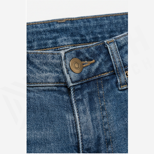 Jean en denim déchiré coupe droite pour homme, taille haute, coupe slim, en coton, délavé, style décontracté, idéal pour le printemps - Product Image 4