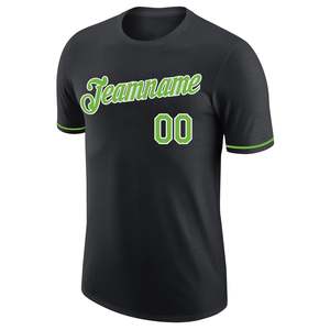 Camiseta de Béisbol Personalizada para Hombre, Negra y Verde, con Nombre y Número del Equipo, Impresión Serigrafiada, Absorbe la Humedad, Manga Corta, Corte Regular, Ropa para Adultos - Product Image 1