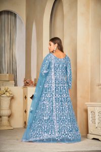 Elegante Traje Anarkali para Mujer, Manga 3/4, Tela Santoon, Semi-Confeccionado, para Bodas y Ocasiones Festivas - Product Image 4