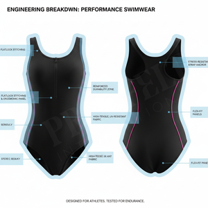 Traje de Baño Profesional de Alta Calidad de Una Pieza con Cremallera Frontal, Fácil de Usar, de Poliéster Liso, Estilo Tank, con Logotipo Personalizado OEM - Product Image 3
