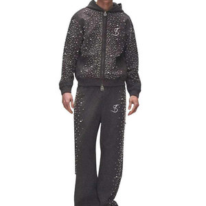 Conjunto de Sudadera y Pantalones Brillantes para Hombre, con Pedrería, Fabricación Profesional, Ropa de Moda Masculina - Product Image 2