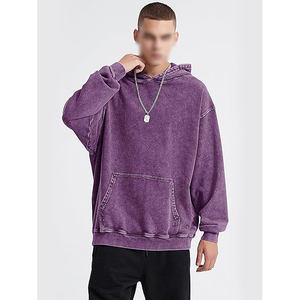 เสื้อฮู้ดดี้ผ้าฟลีซสีม่วงฟอกกรดแบบพรีเมียมทรงโอเวอร์ไซส์สไตล์วินเทจสำหรับผู้ชาย มีจำหน่าย - Product Image 2