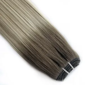 Perruque complète en dentelle 100 % cheveux Remy, raides, avec mèches, longues, ombrées, couleur cendrée, texture ondulée naturelle, cheveux humains personnalisables - Product Image 4