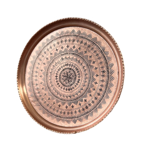 Plateau en laiton marocain antique, grand plateau vintage du Moyen-Orient, gravé à la main, décoration islamique pour la maison, plat de service, prix abordable - Product Image 4