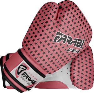 ถุงมือฝึกซ้อมมวยสำหรับเด็ก Farabi Sports รุ่น Unisex ปรับแต่งได้ ลายดาวสีชมพูพรีเมียม หนัง PU ปิดแบบตีนตุ๊กแก - Product Image 3