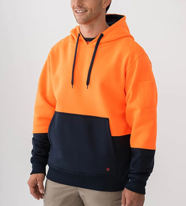 Sweat à capuche surdimensionné personnalisé avec logo OEM, haute visibilité, jaune, marine, orange, vêtements de travail pour l'hiver et les activités de plein air, 100% coton, 350 GSM - Product Image 6