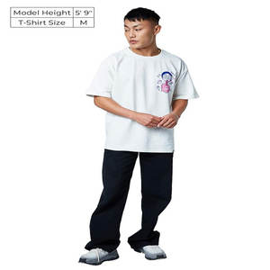 Camiseta de algodón estampada para hombre, estilo urbano, de verano, con hombros descubiertos, camiseta oversize para hombre - Product Image 2