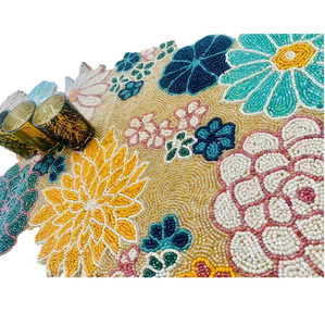Floral Design Beaded Embroidered Wedding Table Runner for Hotels Banquets and Christmas Decor - Product Image 1
