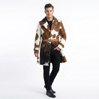 Veste en cuir véritable pour homme, style urbain, imperméable, col montant, longueur standard, fermeture éclair, décontractée, hiver