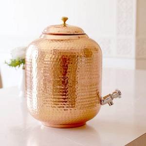 Copper Water <b>Storage</b> Vessel with Tap Handmade Copper Water Dispenser Ayurvedic Drinking Water Container ODM Bulk Export Supplies - Product Image 4