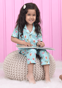 Conjunto de Pijama de Algodón para Niñas, Suave y Transpirable, con Estampado, Camiseta de Manga Corta y Pantalones de Pijama Cómodos - Product Image 6