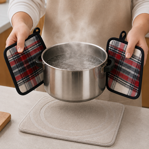2026-2027 New Collection Checkered Pot Holder Super Absorbent 100% Cotton Eco-Friendly Dishwasher Safe Pot Holder for <b>Oven</b> Use.. - Product Image 1