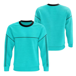 เสื้อสเวตเชิ้ตคอกลมสีเทอร์ควอยซ์สำหรับผู้ชาย ทรงปกติ ผ้าถัก สีพื้น สวมใส่สบายๆ ในฤดูใบไม้ร่วง แขนยาว - Product Image 3