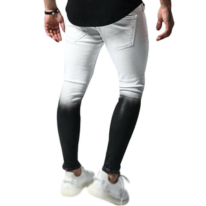 Pantalones Vaqueros Ajustados para Hombre, con Degradado de Color, Cintura Elástica, Casuales, Ligeros, Transpirables, de Algodón y Elastano, Estilo Veraniego - Product Image 1