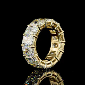 Anillo de Eternidad con Diamantes Cultivados en Laboratorio, Corte Radiante, Chapado en Rodio, Oro de 10K, 14K, 18K, Plata 925, 935, Regalo de Compromiso - Product Image 4