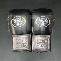 No Boxing No Life Guantes de Boxeo Profesionales de Cuero Vacuno de Primera Calidad con Cordones, Protección Completa para los Dedos, Acolchado Grueso de 4 Capas, Transpirables