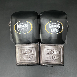 No Boxing No Life Guantes de Boxeo Profesionales de Cuero Vacuno de Primera Calidad con Cordones, Acolchado Grueso de 4 Capas, Transpirables y que Absorben la Humedad - Product Image 3