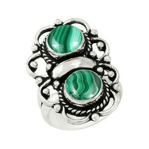 Bague vintage en argent sterling 925 avec lapis-lazuli naturel, bague bohème à deux pierres pour femmes, bijoux ethniques oxydés faits à la main - Product Image 4