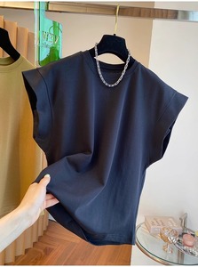 T-shirt décontracté pour femme, coupe ajustée, en polyester, à manches volantes et col rond, broderie logo personnalisée, fabrication OEM BD Chine - Product Image 4