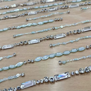 Tela de Tul con Lentejuelas y Bordado de Perlas Amarillas Elegantes al por Mayor para Vestidos de Novia, Vestidos de Fiesta y Alta Costura - Product Image 1