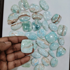 พลอยเทียมทรงหลังเบี้ยทรงหลวมสีฟ้าธรรมชาติแบบ100% สำหรับทำเครื่องประดับ - Product Image 2