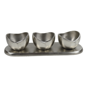 Ensemble de plateaux best-sellers avec 4 bols couleur argent, prix de gros, idéal pour la décoration de la maison, des hôtels, le service et les plateaux décoratifs - Product Image 3