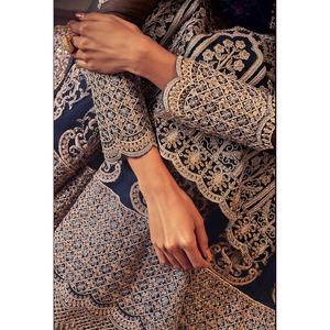 2021 vente chaude pakistanais indien Designer Salwar Kameez Palazzo costume complet cousu droit lourd travaillé Viscose soie rayonne - Product Image 2