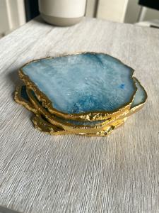 แผ่นรองแก้วเรซิ่นขอบทอง  รักษ์โลก  วาดลายด้วยมือ  ของตกแต่งบ้าน  สีสันปรับแต่งได้ - Product Image 5