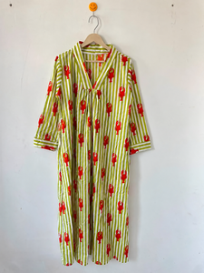 Women V Neck Striped Lobster Print Maxi <b>Dress</b> Three Quarter Sleeve <b>Loose</b> A Line Casual Summer <b>Dress</b> - Product Image 3