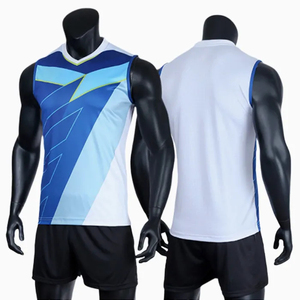 Ensemble d'uniformes de volley-ball pour hommes de haute qualité en gros, avec logo frontal par sublimation, 100 % polyester respirant et à séchage rapide - Product Image 3