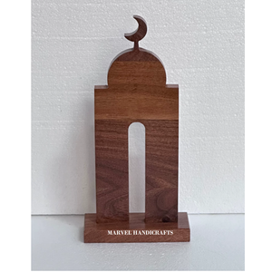 Décoration de table en forme de dôme de mosquée en bois fait main, ornement d'architecture islamique, centre de table pour la fête du Ramadan et de l'Aïd Moubarak - Product Image 3