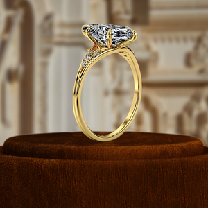 Anillo de Boda de Oro Amarillo de 14k, Anillo Único, Anillo de Diamantes con Certificado IGI de 1CT, Anillo de Compromiso con Halo Marquise y Diamantes Engastados - Product Image 6