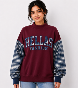 Premium Mock Neck Pullover Lightweight Cotton Fleece Long Sleeves Ribbed Cuffs OEM Service Available - Product Image 1