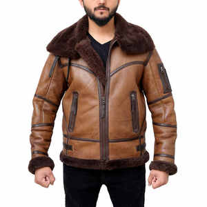New Arrival Comfortable Fit <b>Men</b> <b>Shearling</b> Leather <b>Jacket</b> Factory Direct Sale Reasonable Price <b>Men</b> <b>Shearling</b> Leather <b>Jacket</b> - Product Image 3