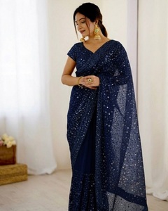 Indian Traditional Ethnic Partywear Saree with Sequins Work <b>for</b> Wedding Occasion and Festive Function <b>for</b> Women Fancy Outfit - Product Image 1