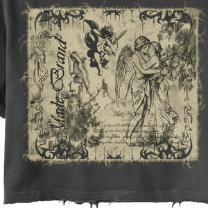 เสื้อยืดผู้ชายลายเรขาคณิตแบบแพทช์เวิร์คทรงโอเวอร์ไซส์สำหรับฤดูร้อน ผ้าฝ้าย 100% น้ำหนัก 240 กรัม ปักลายแบบผ้าขนหนู พิมพ์ลายดิจิทัล สไตล์ฮิปฮอป - Product Image 5