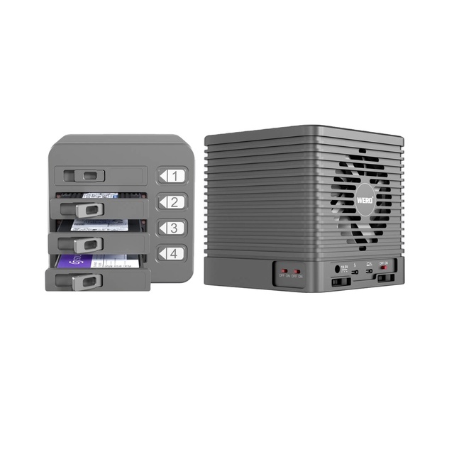 Thunderbolt 5 4-Bay U.2/U.3 SSD Enclosure 80Gbps PCIe 5.0/4.0/3.0 SSD Docking Station with 15W PD 245TB Support Active Cooling
