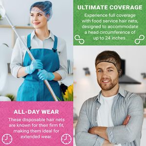 24 pollici nero monouso rete per capelli 1000 elastico in Nylon servizio di ristorazione Bouffant capelli medicali e chirurgici berretto da donna - Product Image 4