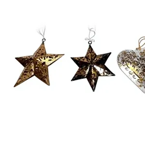 Juego de Decoración Navideña Metálica para Pared, 4 Piezas, Búho, Corazón, Copo de Nieve, Piña, Adorno Rústico para Colgar en la Sala de Estar - Product Image 2