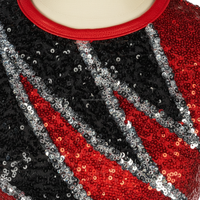 Robe de danse majorette personnalisée pour femmes, rouge, noire et argentée, à paillettes, sans manches, costume de performance OEM