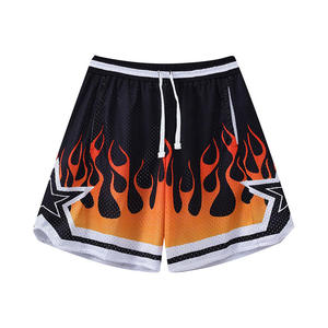 Shorts en maille de polyester respirants, anti-plis, à taille élastique, séchage rapide, confortables pour hommes, taille personnalisée, motif uni, style décontracté - Product Image 3