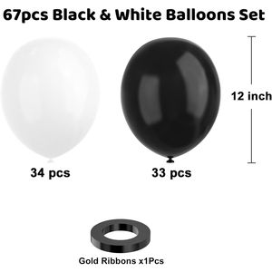 67 Palloncini in Lattice Spesso Bianco e Nero da 12 Pollici per Feste di Compleanno, Anniversari, Matrimoni e Lauree - Product Image 3