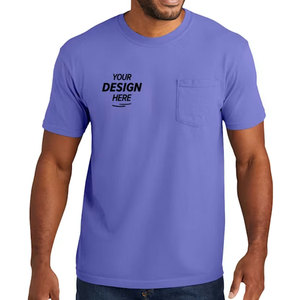 T-shirt à manches courtes pour homme, couleur violette, col rond, avec poche sur la poitrine gauche, coupe classique, style décontracté, tissu jersey 100% coton - Product Image 1