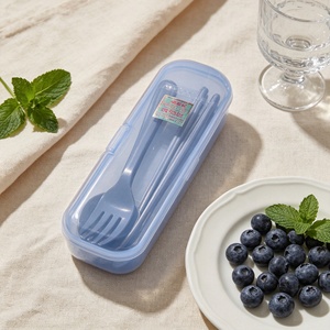 Portable Plastic Flatware Set Travel Cutlery Kit with <b>Storage</b> <b>Box</b> Colorful Picnic Spoon Fork Knife for Outdoor Use - Product Image 4