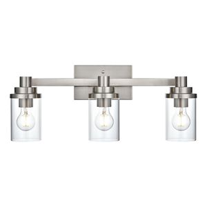 3-<b>Light</b> Brushed Nickel Bathroom <b>Vanity</b> Lighting Fixtures with Clear Glass Shade for Bathrooms & <b>Mirrors</b> - Product Image 4