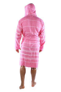 Peignoir turc unisexe décontracté de luxe en tissu Pestemal 100% coton à capuche, motif rayé, grande taille, élégant, séchage rapide, respirant - Product Image 3