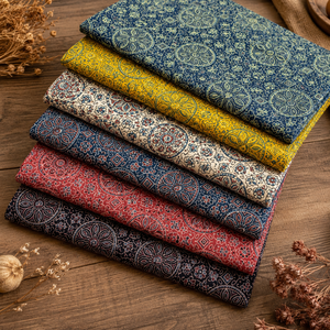 Tela de Algodón Peinado Premium Transpirable con Estampado Ajrakh de Motivos Florales Circulares de Jaipur Moda Anaya I, Tradicional India para Niñas - Product Image 4